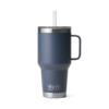 Double wall insulated mugs featuring a straw lid to keep beverages cold.